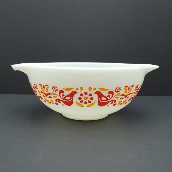 Pyrex Friendship 2.5 Qt Cinderella Mixing Bowl 443 Red Orange Bird Serving Bowl - Picture 1 of 13